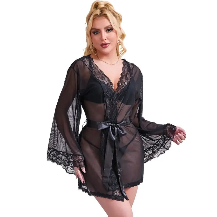 Subblime - bata tela transparente detalle encaje negro s/m - S/M