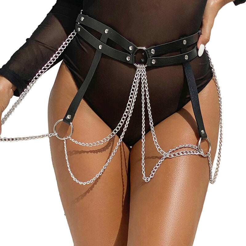 Subblime - cinturon de cadenas anillas cuero negro talla