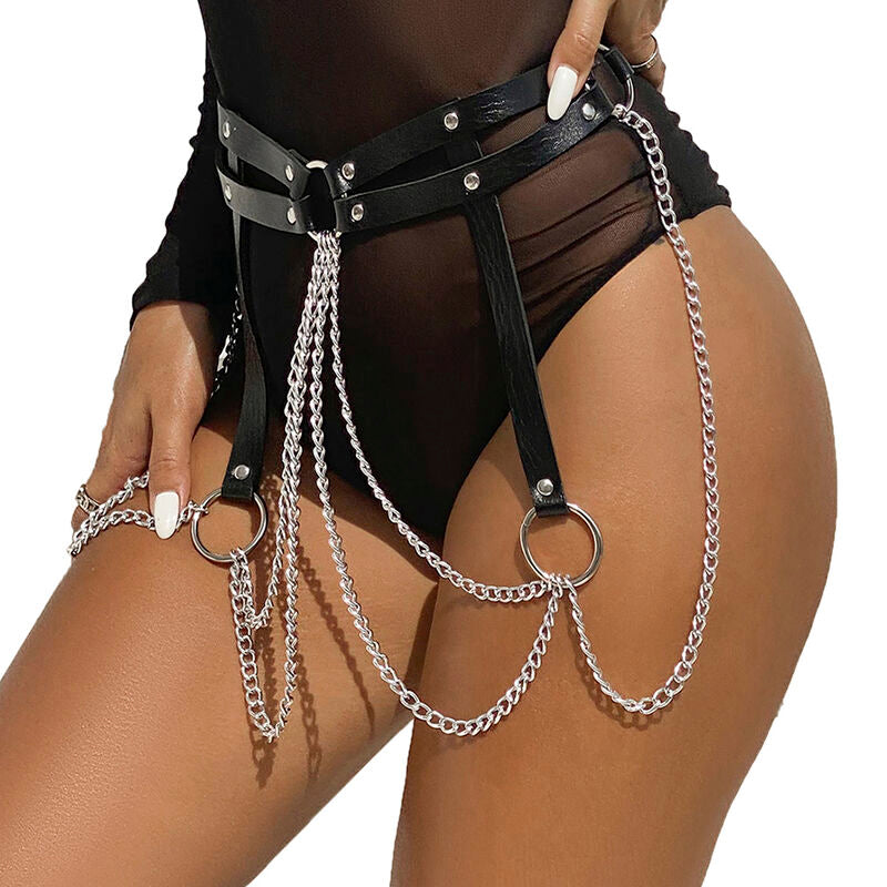 Subblime - cinturon de cadenas anillas cuero negro talla
