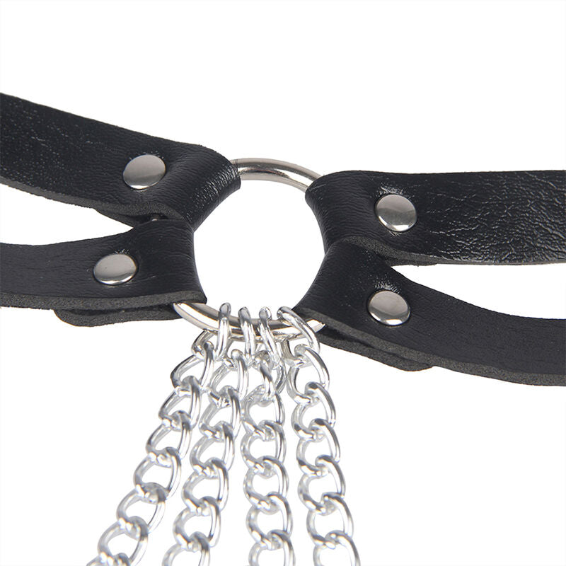 Subblime - cinturon de cadenas anillas cuero negro talla