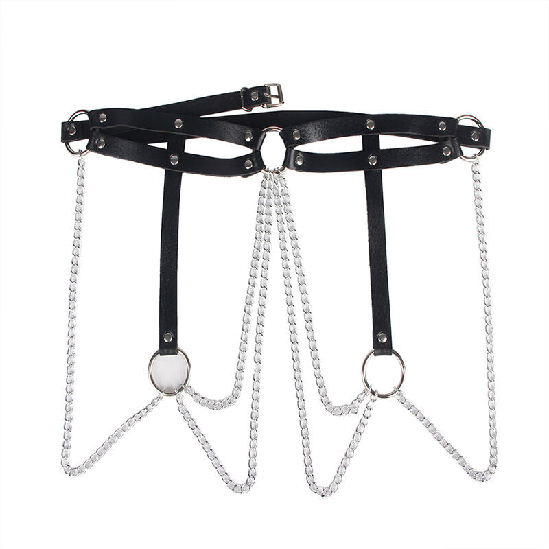 Subblime - cinturon de cadenas anillas cuero negro talla