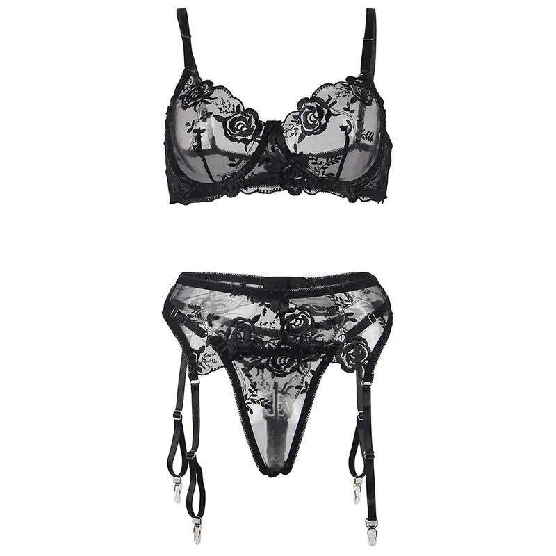 Subblime - set de 3 piezas sujetador + tanga + liga - S/M
