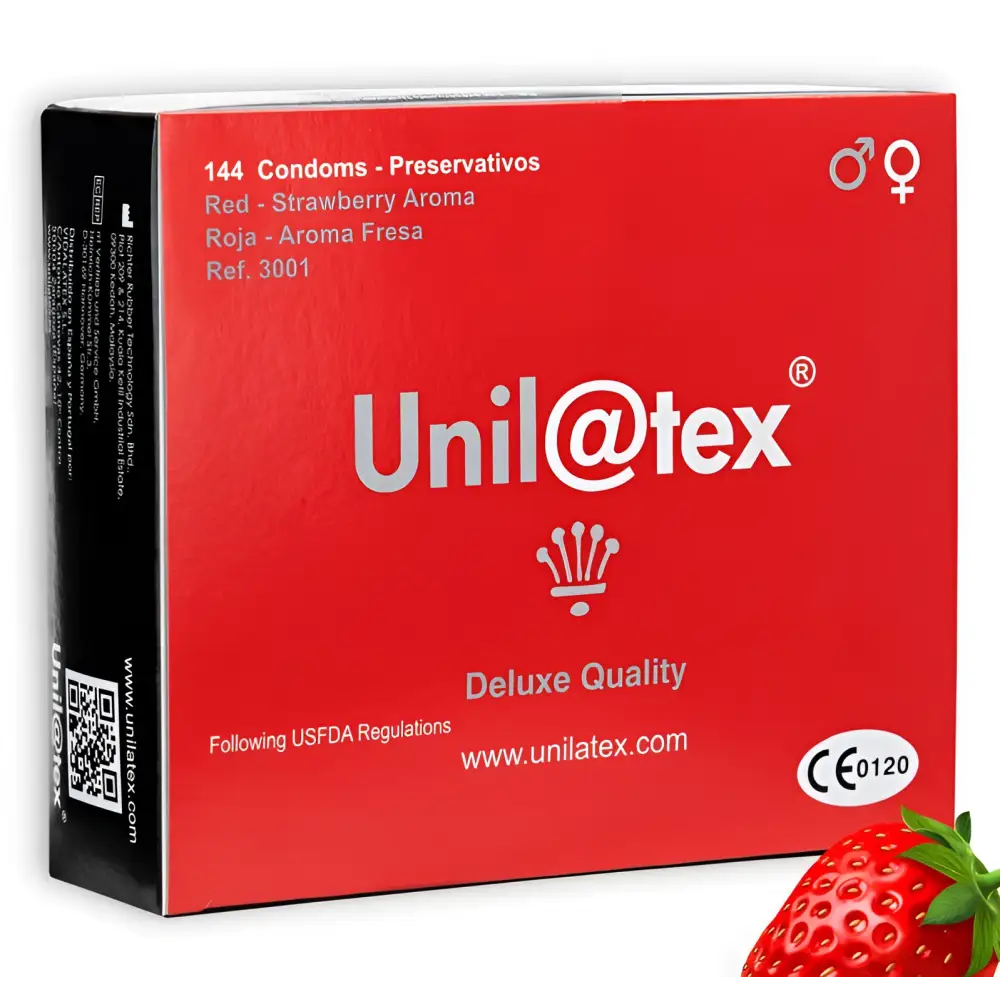 Unilatex - preservativos rojos/fresa 144 uds